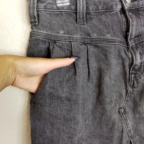 Free People We the Free Side Car Denim Mini Skirt Sanded Black sz 30 - Picture 2 of 9